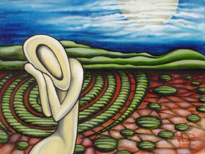 Crop Circles, oil on canvas, by Lynn Marie Greaves